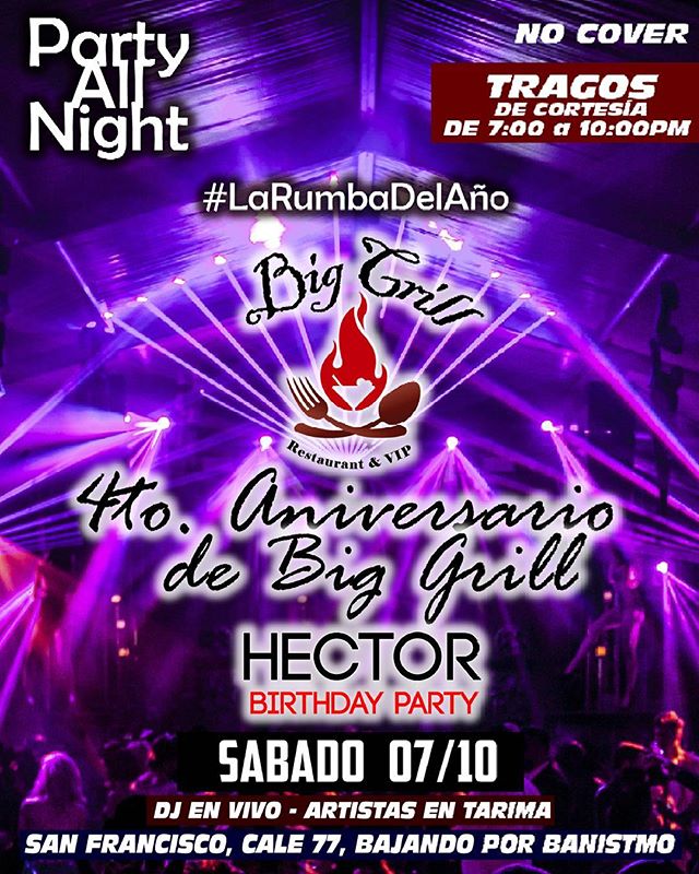 BigGrillSF's tweet photo. ¡ESTAMOS DE ANIVERSARIO! ¡Y lo celebramos A Lo Grande!
ESTE SÁBADO ¡Tendremos TRAGOS DE CORTESÍA PARA TODOS de 7:00 a 10:00 PM! https://t.co/PydXkdnvqI