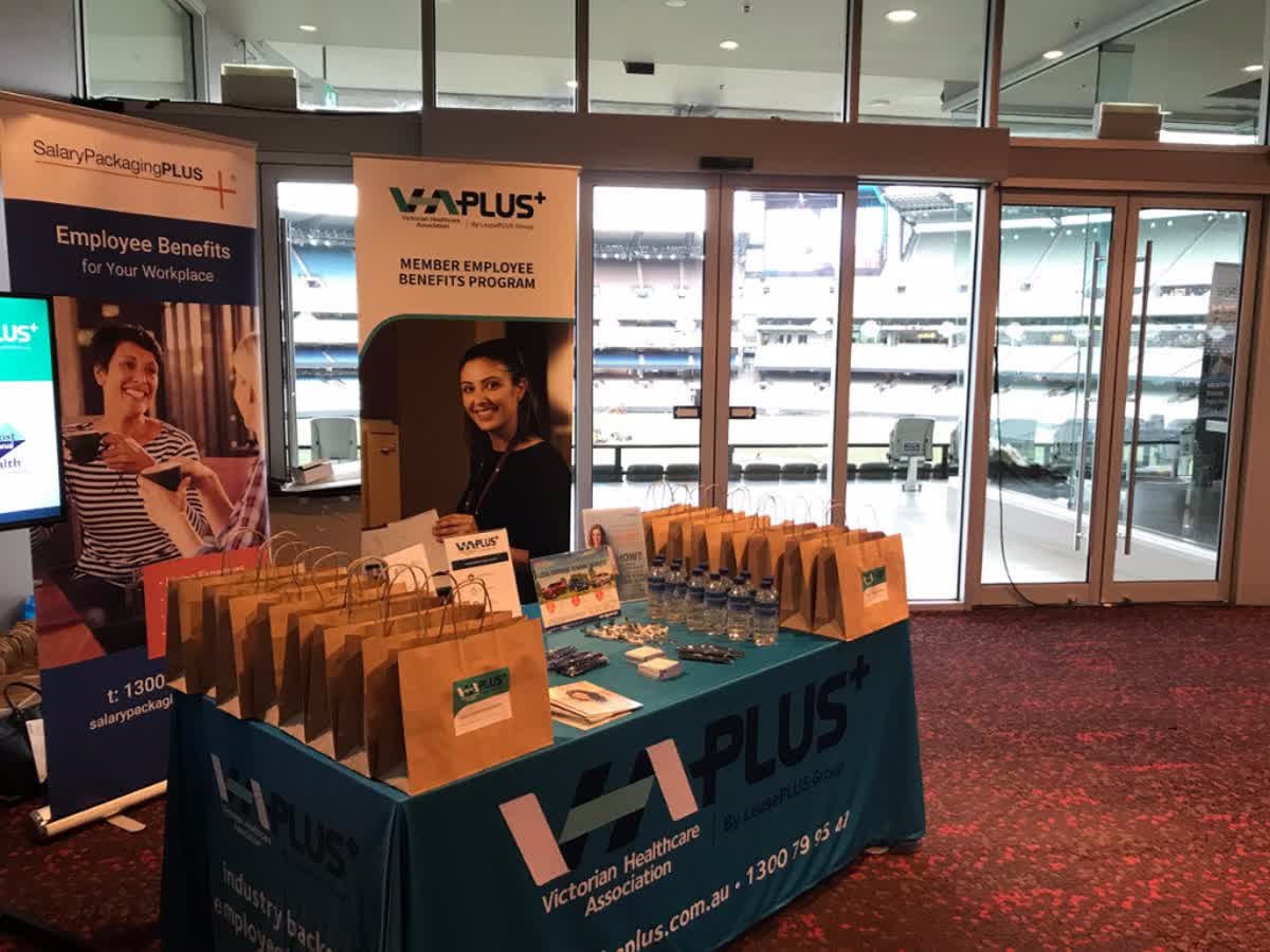 SalPackPlus's tweet photo. Successful day 1 @vichealthassoc conference @MCG today! Come say hello to our #SalaryPackaging team! #vha #vhaplus #salarypackagingplus https://t.co/XKZW1bCjOL