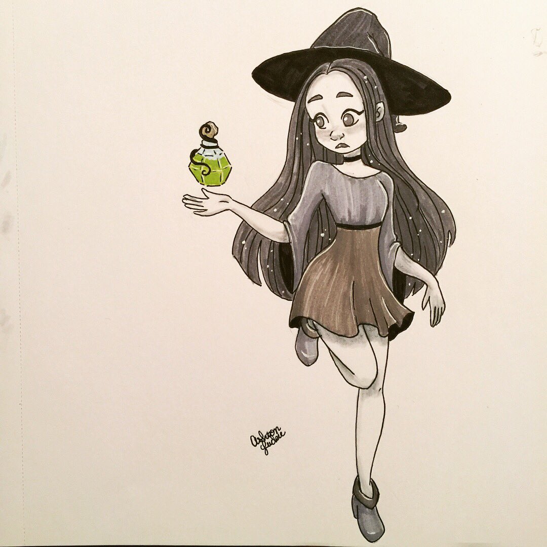 _ashyelizabeth's tweet photo. Estelle didn't realize that the mushrooms she picked yesterday would be used to make #poison ☠️ #inktober2017 #inktober #art https://t.co/n8hFkrAYSh