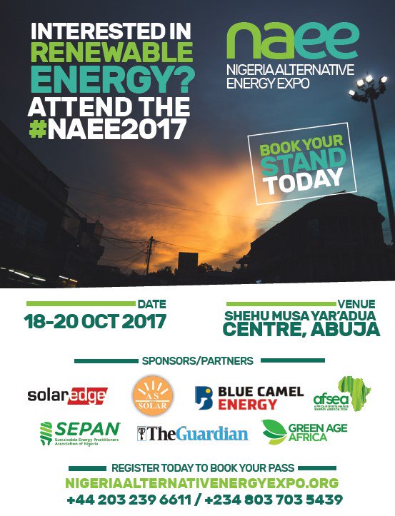 naeexpo_'s tweet photo. Energy is the engine for development &amp; poverty reduction Harnessing this tomorrow’s Energy Today will be the focus at the 7th #NAEE2017; Nigeria’s largest energy event takes place in Abuja, 18 – 20 of October 2017 &amp; Nigeria Energy Awards on the 18th 

https://t.co/urM3Ux71wo https://t.co/pqrUSeMofP