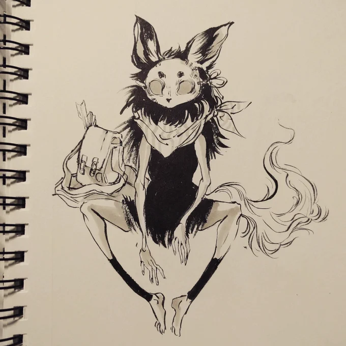 #inktober day 4, rabbit.. thing??? did something quick ? hope I can get time to do something nicer/a finished piece soon #inktober2017 