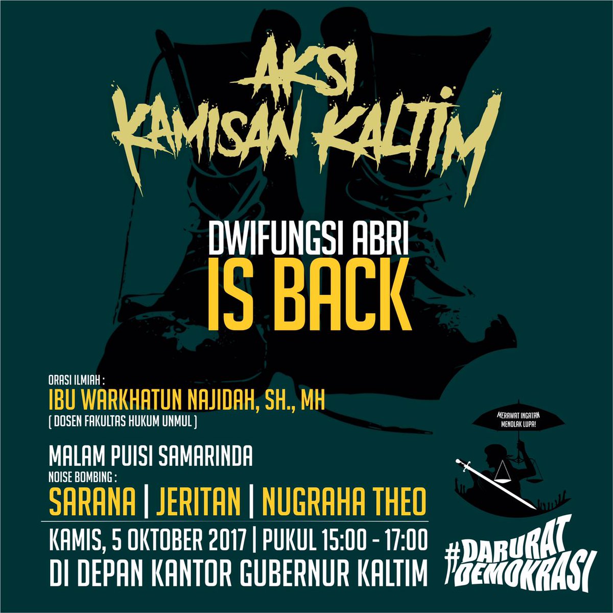 Mengundang teman teman sekalian untuk hadir di Aksi Kamisan sore ini. Sampai jumpa!