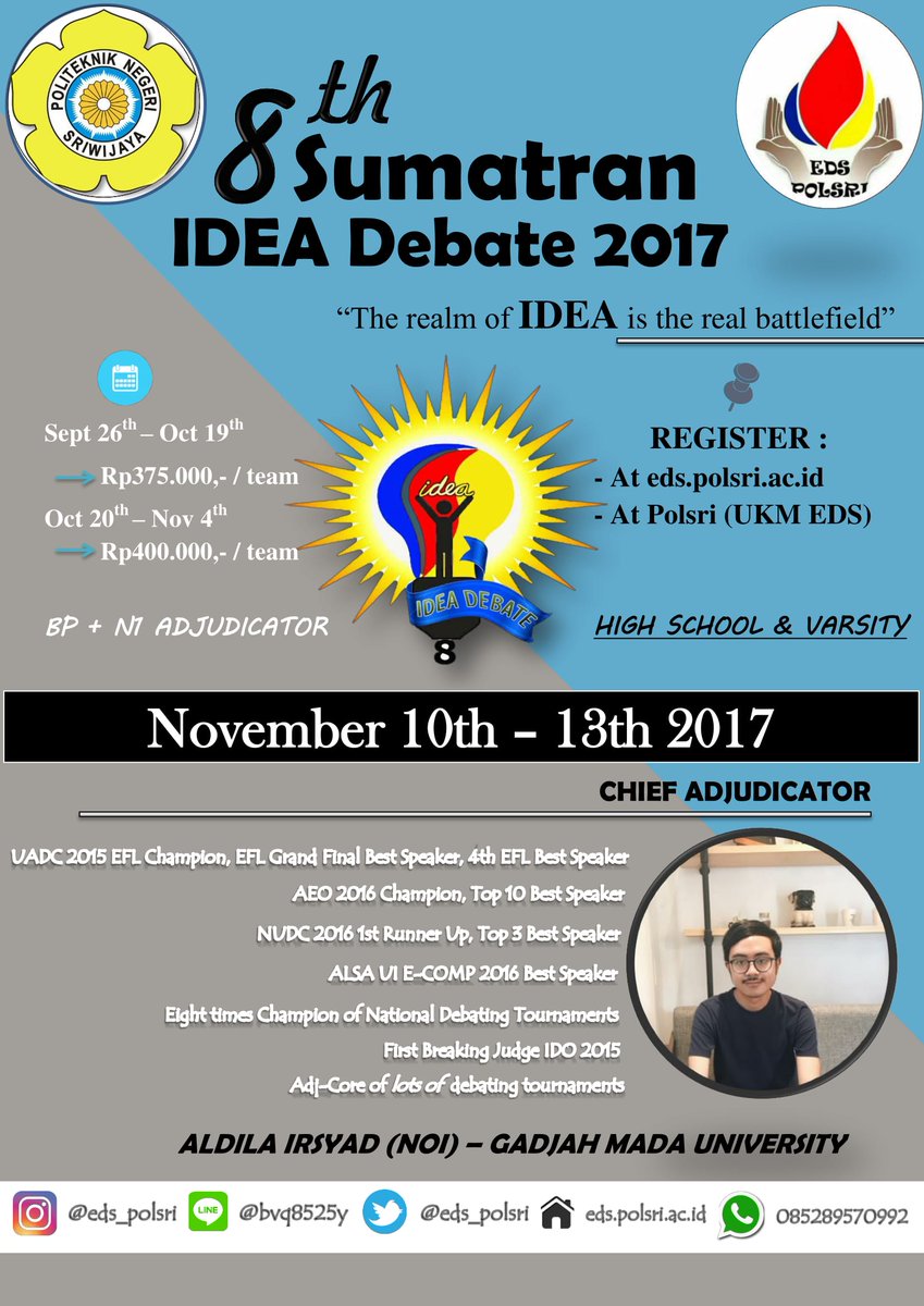 The system for debate is British Parliamentary, and the policy for N1 Adjudicator is N+1.