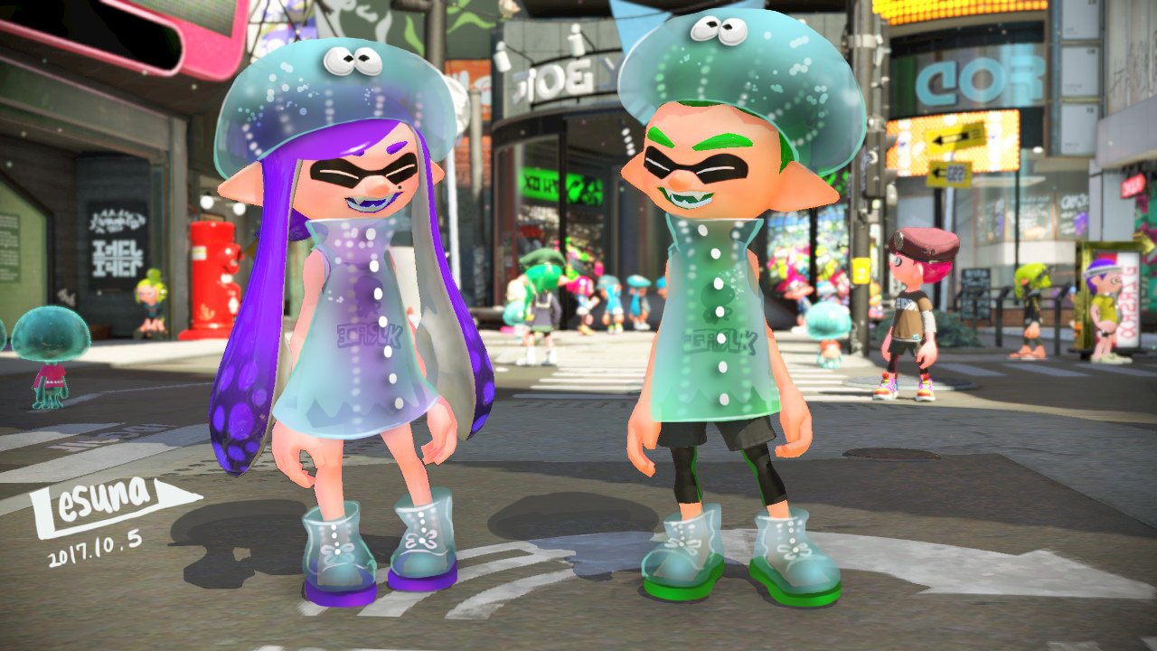 Twitter 上的 Lesuna793 実装どころか受賞する訳がないと思って 自己満足で作ってた クラゲ風涼しげレインコート 画像 Splatoon2 スプラトゥーン2 イカファッションコンテスト T Co Glhzaf2iw3 Twitter