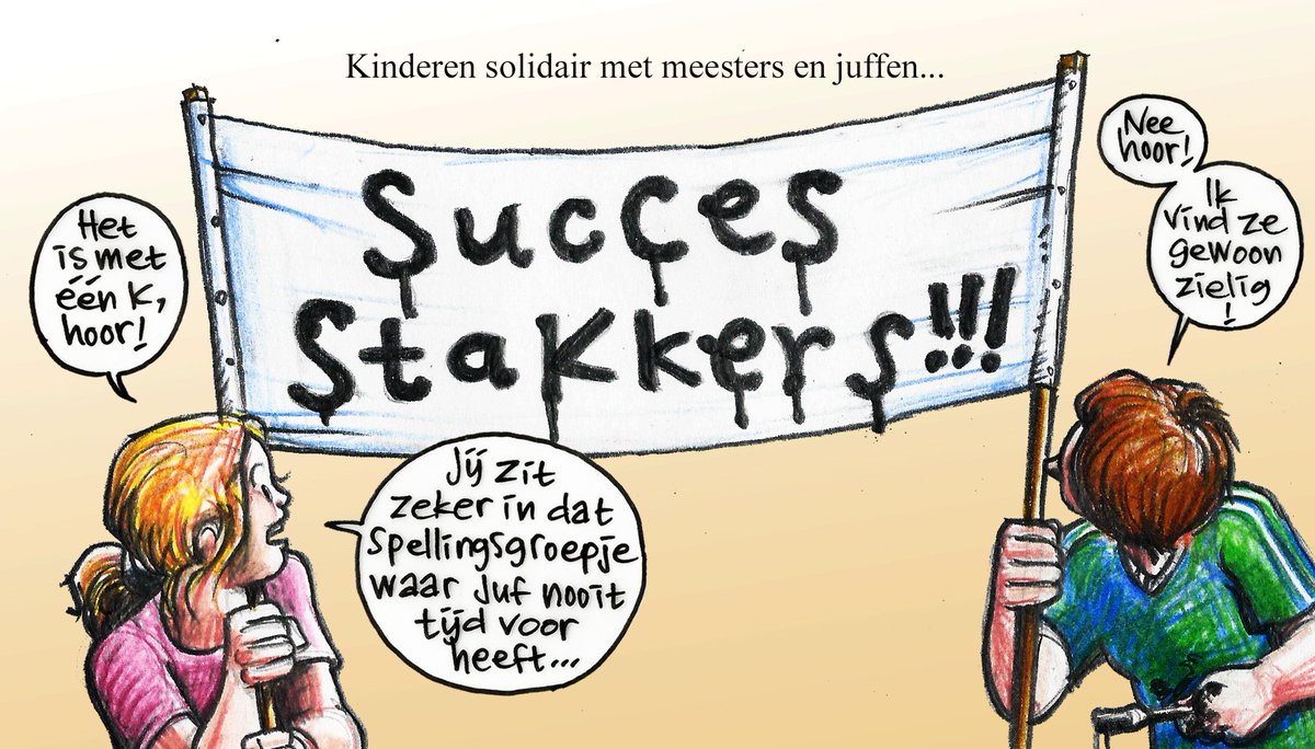 Vandaag in <a href="/DeGelderlander/">De Gelderlander</a>: Kinderen solidair met meesters en juffen... #cartoon #lerarenstaking