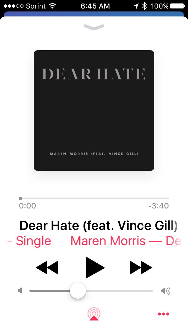 LesleyRotramel's tweet photo. My morning jam, because love always wins. Spread it.💙 #LovesGonnaConquerAll #DearHate #MarenMorris #VinceGill https://t.co/9hbq7lpuhH