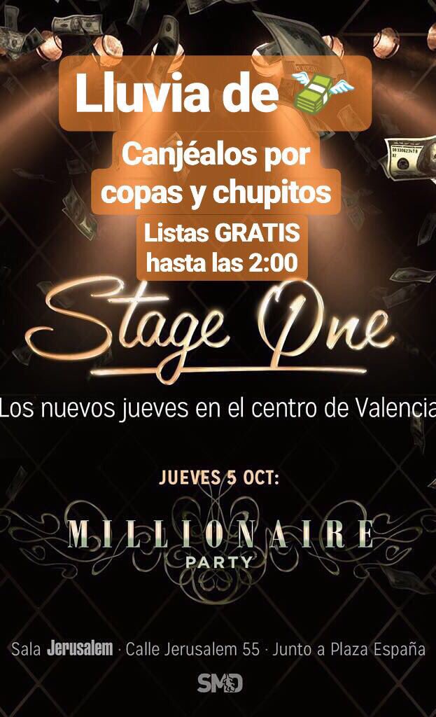 Myajueves's tweet photo. Esta NOCHE en Stage One (Jerusalem)!

•POR LISTA TODOS GRATIS HASTA LAS 2:00🙌🏻 
•VIPS DESDE 80€😱

LISTAS O VIP:
✍🏻 65 00 49 499 https://t.co/ekDRtH6MTT
