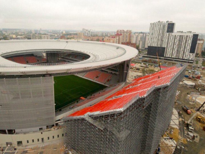 A fascinating temporary extension to the Ekaterinburg Arena to meet FIFA requirements of 35,000 seats - not sure about the view though