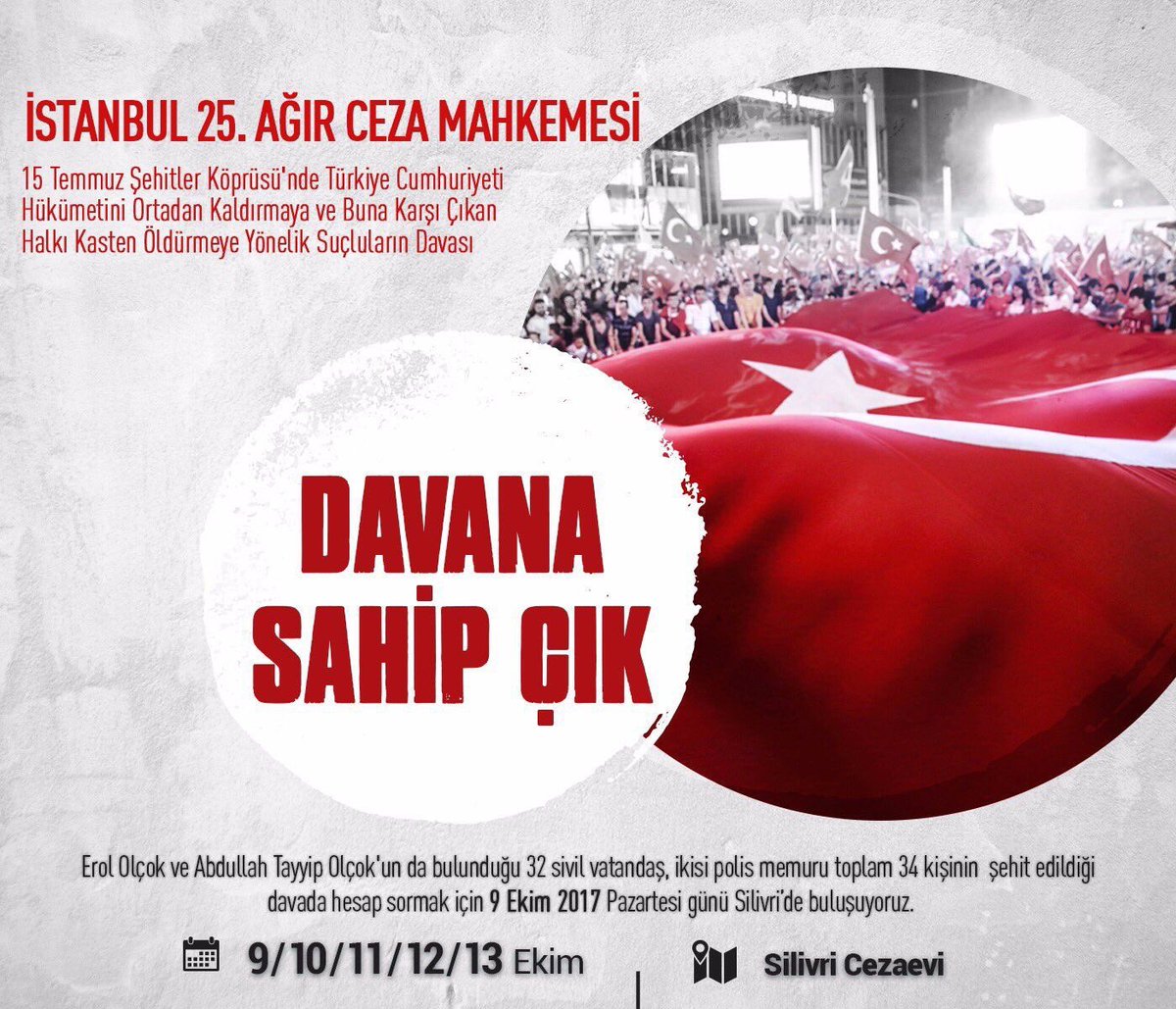 15 Temmuz hain darbe teşebbüsünü unutma! Bu dava milletin davası, davana sahip çık! #MilletineSahipÇık
