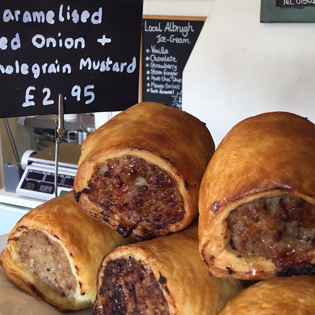 Our famous sausage rolls straight from the oven #handmade #walberswick