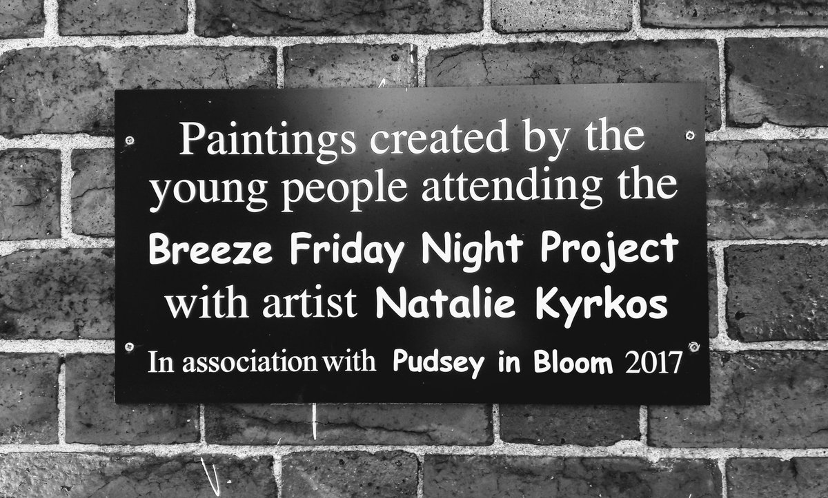 HiddenArtNorth's tweet photo. Fabulous artwork by young people outside #Pudsey Leisure Centre. #breezeleeds #pudseyinbloom #leeds #yorkshire https://t.co/UHZeVuzPyg