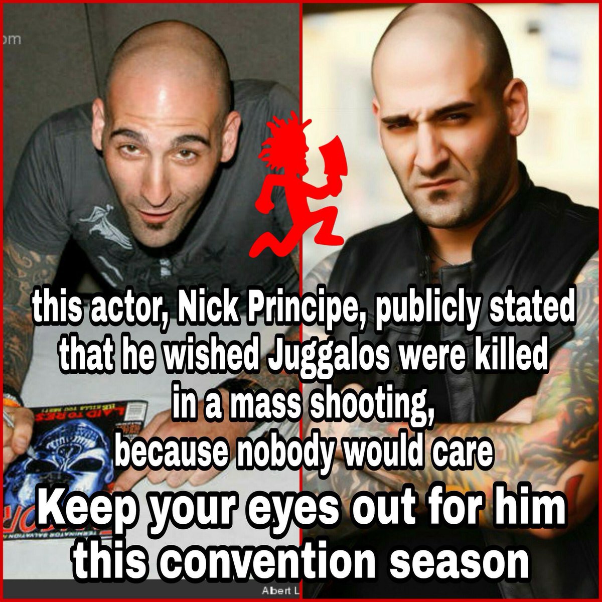 Emmonautilus's tweet photo. Fuck this guy #horror #horrorconvention #juggalo https://t.co/Q4G6ebyqXX