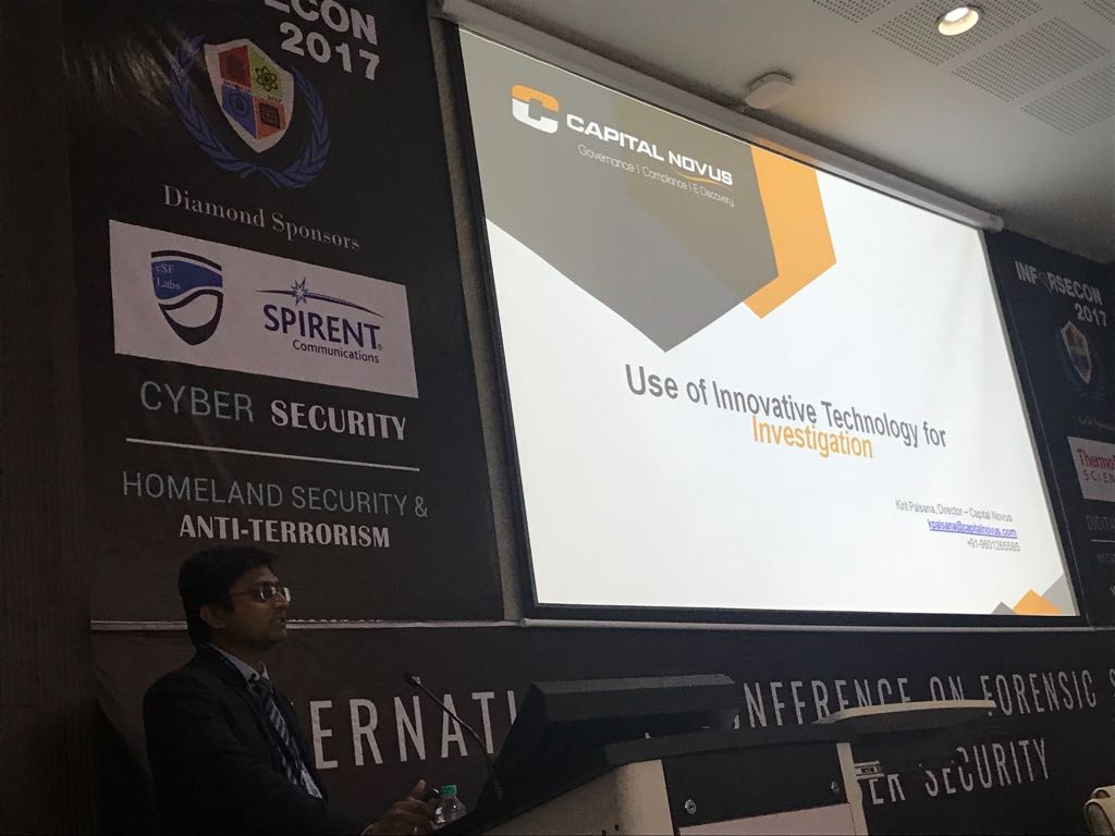 KnovosOfficial's tweet photo. @KPalsana director of @CapitalNovus addressed the delegates on "Use of Innovative Technology for Investigation" at #INFORSECON #Gujarat https://t.co/I9TGvTIDFL