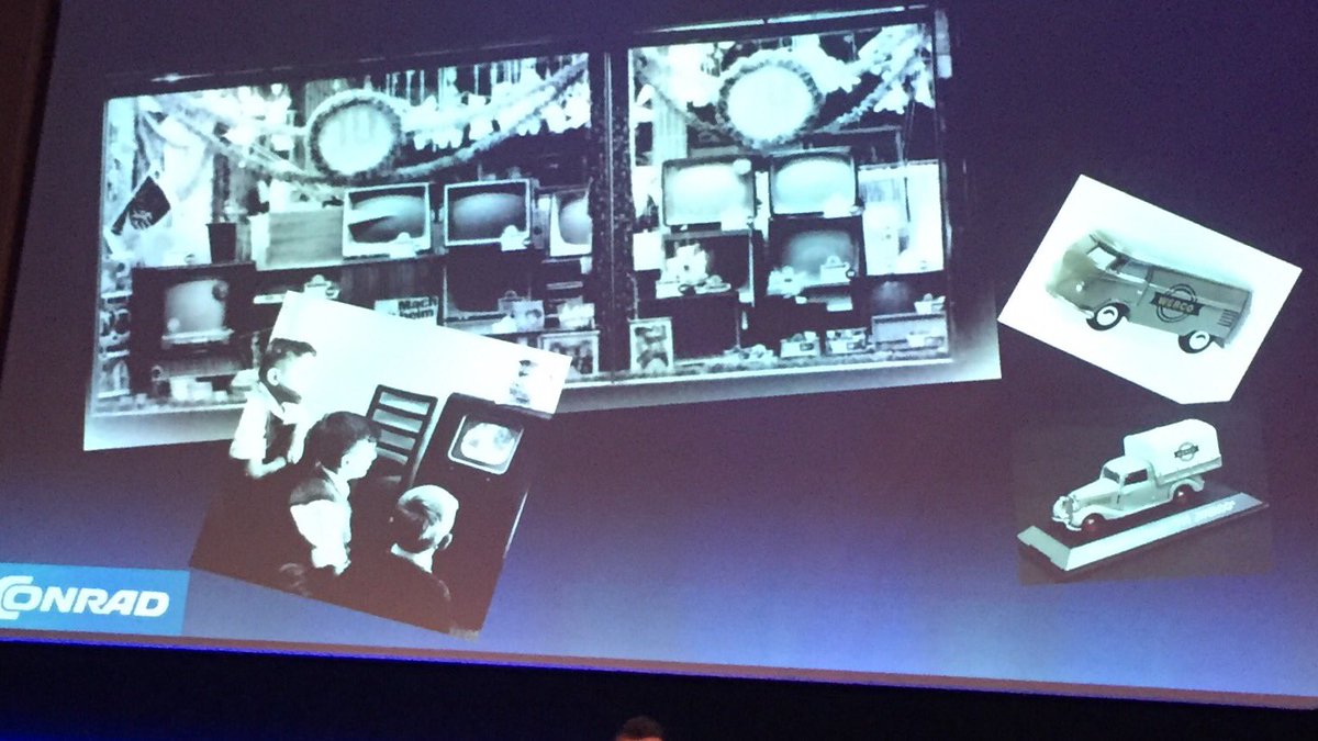 EvaPascoe's tweet photo. First supplier of electronics in Germany and still around! #ConradElectronics #keynote #Irc17 https://t.co/1JDrboiqDj
