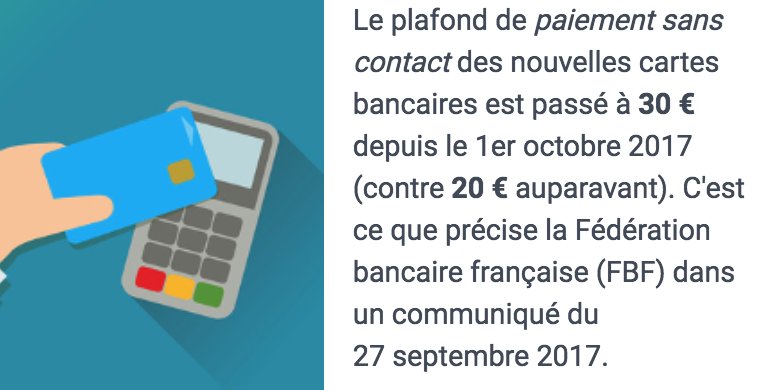 Paiement sans contact : augmentation du plafond à 30 euros pour les nouvelles cartes bancaires service-public.fr/particuliers/a…