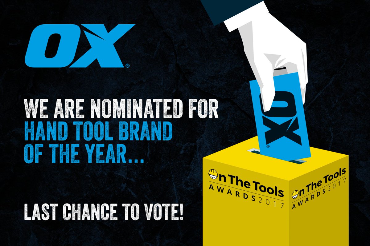 OXtoolsUK's tweet photo. Last chance to vote for us in the Hand Tool Brand of the Year category #OntheToolsAwards @onthetoolstv VOTE HERE https://t.co/6vSQ06qfM8 https://t.co/cGluGQlx7I