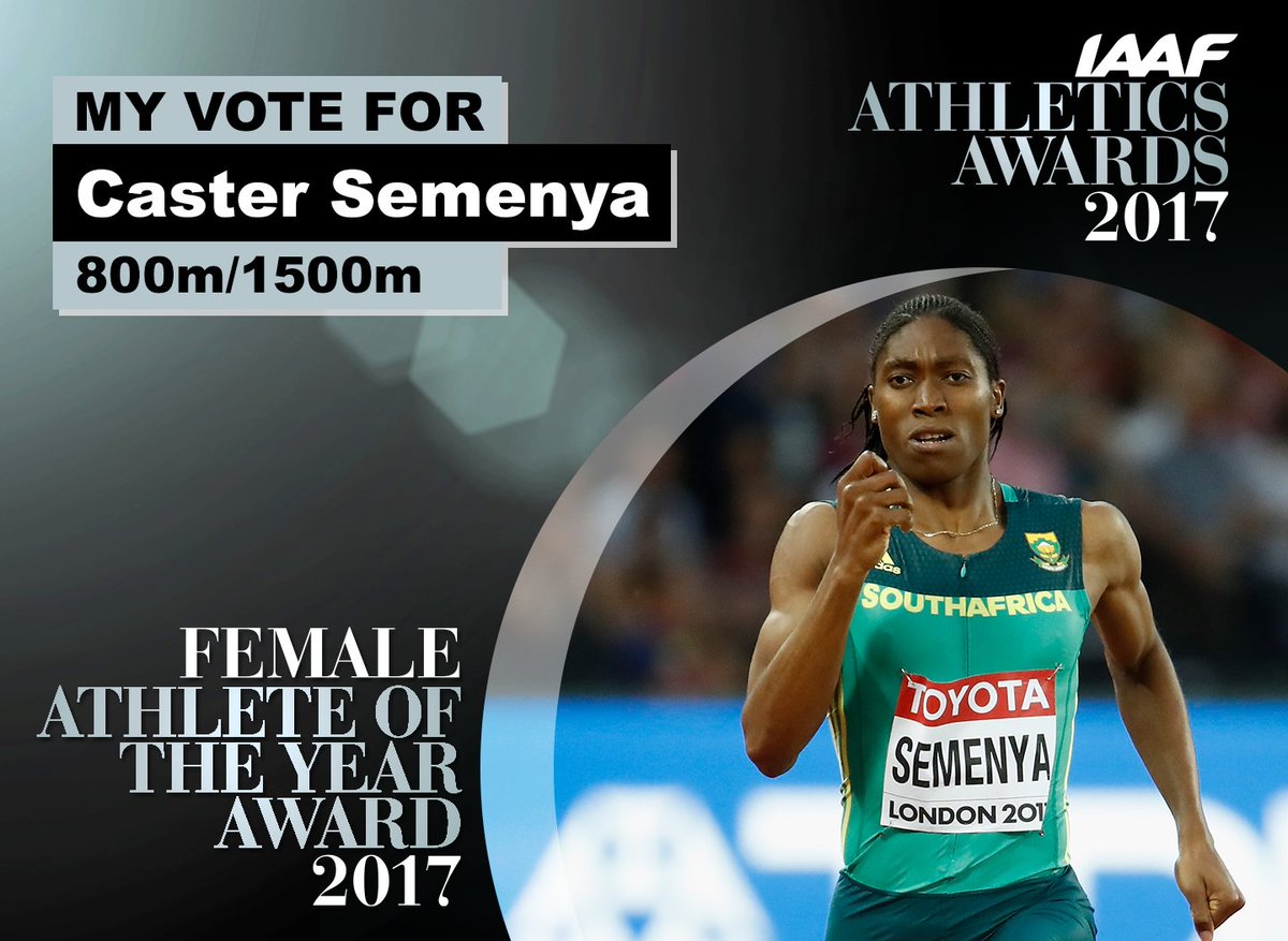 RT to vote @caster800m as Female World Athlete of the Year 2017.
 
#AthleticsAwards voting closes at 12pm BST on 16th October.
