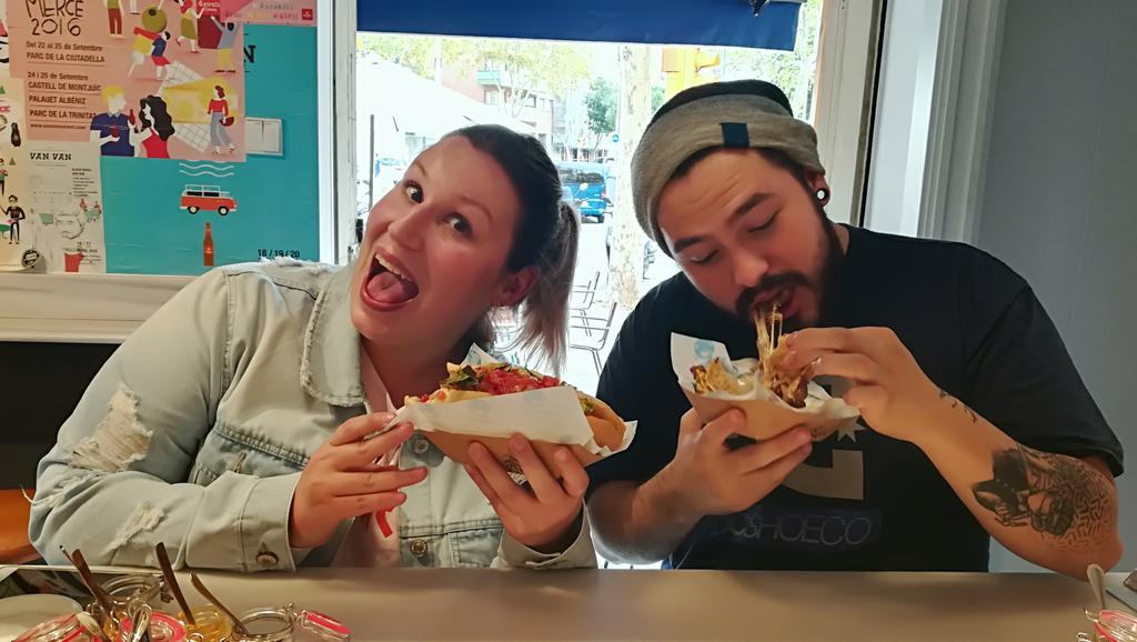 We love our clients enjoying their monchis! Where:Carrer pujades 27 featuring our Mexican Asian menu! #happythursday