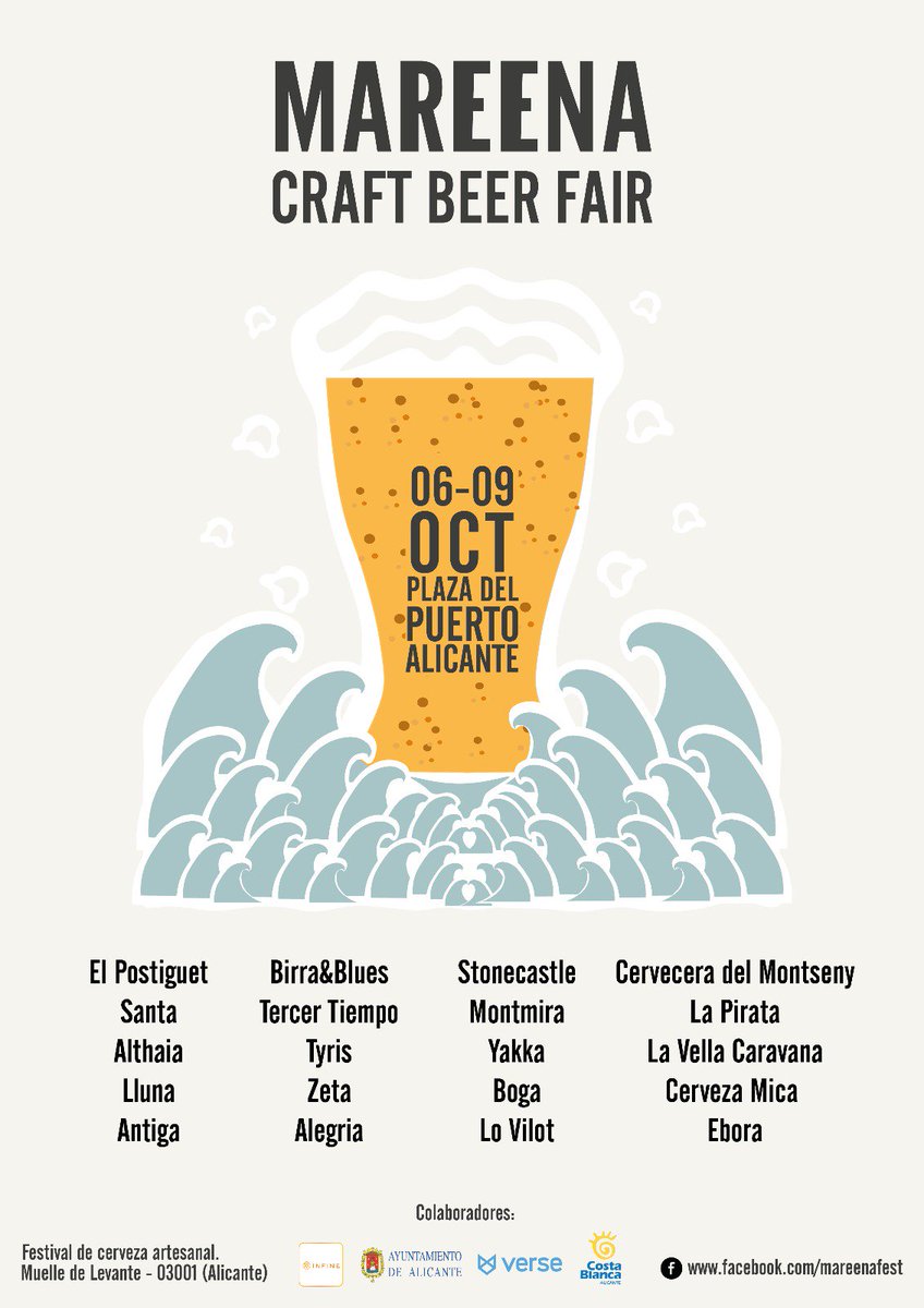 Ya tenemos aquí las marcas de 🍻cervezas artesanas 🍻Disfrutar del 6 al 9 en la explanada del puerto de Alicante #Mareenacraftbeerfest