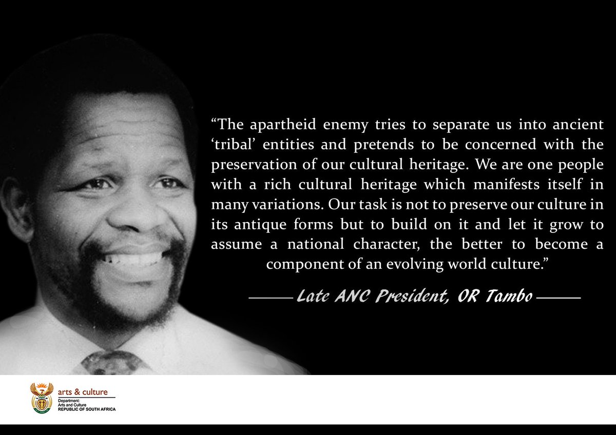 NathiMthethwaSA's tweet photo. "We are one people with a rich cultural heritage which manifests itself in many variations." OR Tambo, late ANC President https://t.co/DKu84XuRGK