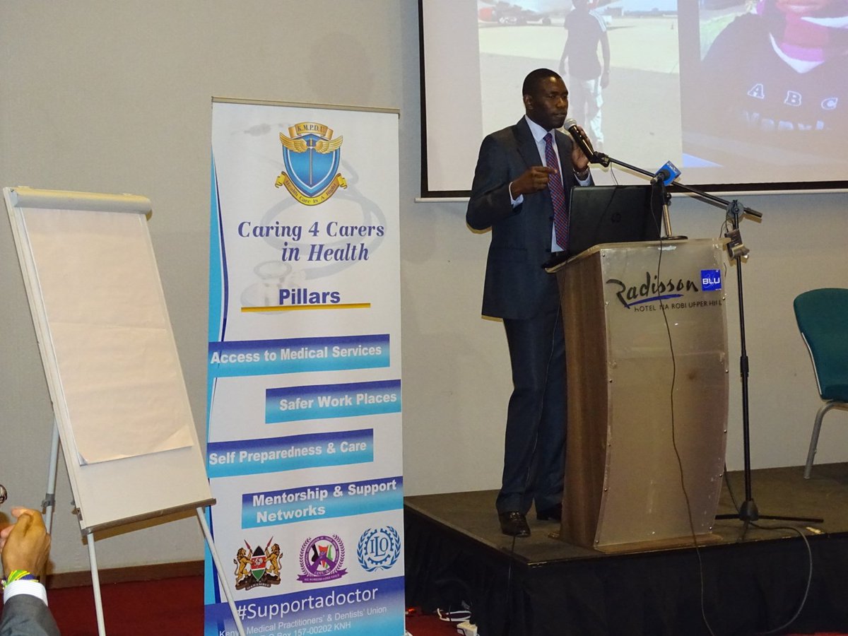 Kenya medical practitioners, pharmacists &amp; dentists union secretary general speaking at the event Dr. Ouma Oluga