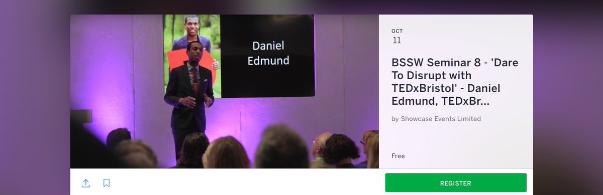 Get tickets now to see Daniel Edmund from <a href="/TEDxBristol/">TEDxBristol</a> speaking on Oct 11th! ow.ly/QAeH30eX746 #seminar #DareToDisrupt