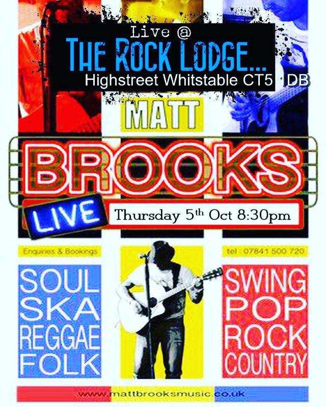 TheRockLodge1's tweet photo. TONIGHT!! We have Matt Brooks playing live from 8:30pm. We are open until 12 on Thursdays. #whitstable #livemusic https://t.co/qh4TLSJLOv