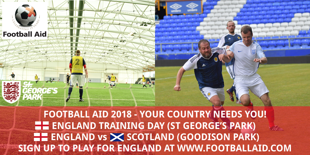 FootballAid's tweet photo. โฝ๏ธ Play for #Eng in 2018!
๐ด๓ ง๓ ข๓ ฅ๓ ฎ๓ ง๓ ฟ#EngTrDay @ SGP
๐ด๓ ง๓ ข๓ ฅ๓ ฎ๓ ง๓ ฟ#Eng v ๐ด๓ ง๓ ข๓ ณ๓ ฃ๓ ด๓ ฟ#Sco @ GP
โ๏ธ #ThreeLions Fans Sign Here โก๏ธ https://t.co/RQAcfUTVyX https://t.co/12bSYvwTNN