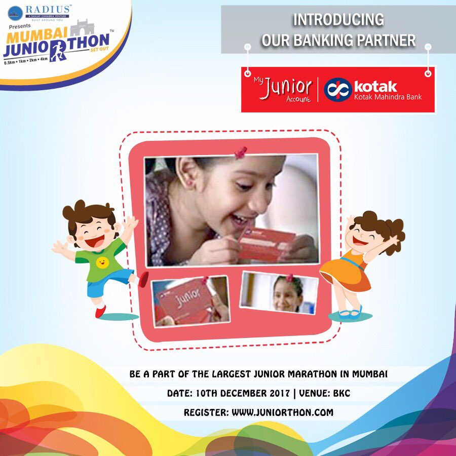 juniorthon's tweet photo. Thank u Kotak Mahindra Bank Ltd. for being associated with us for 3rd consecutive year #mumbaijuniorthon #kidsmarathon #mumbai #run #gorun https://t.co/ChOd6tIiJD