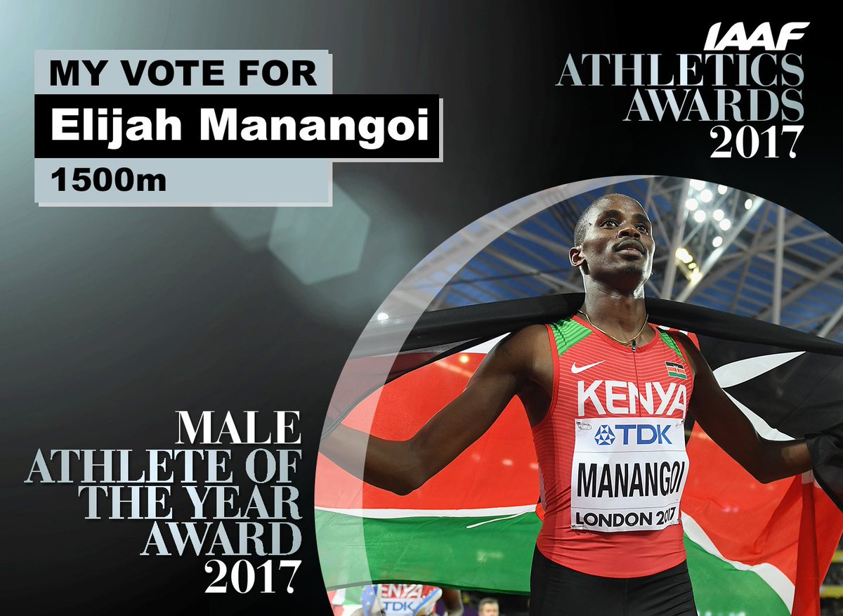 RT to vote @ManangoiElijah as Male World Athlete of the Year 2017. #AthleticsAwards voting closes at 12pm BST on 16th October.