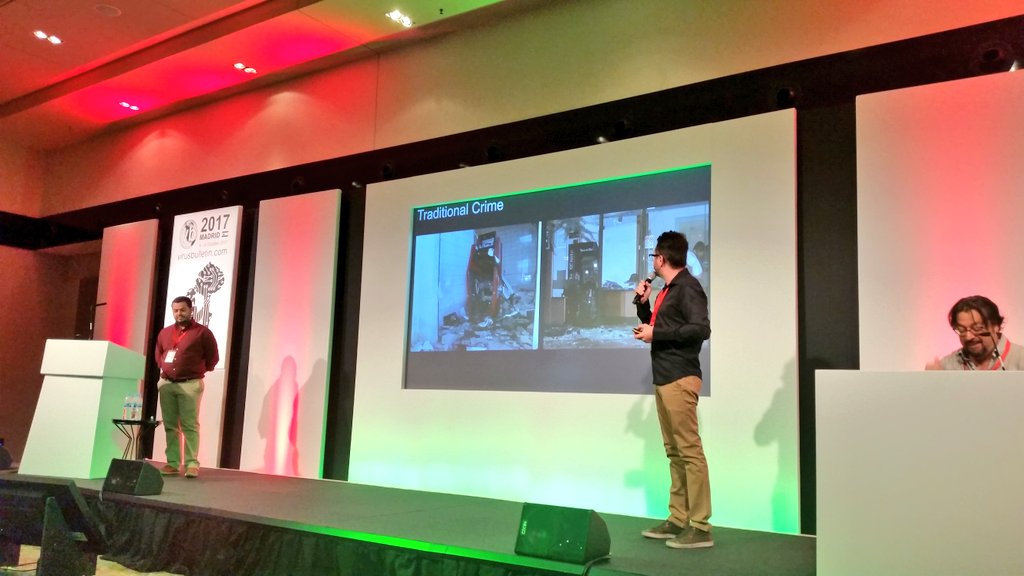 _j3lena_'s tweet image. When traditional criminals meet cyber criminals
Awesome start of presentation by @thiagoolmarques &amp;amp; @fabioassolini @kaspersky Brasil #vb2017