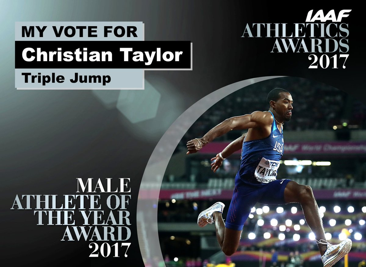 WorldAthletics's tweet photo. RT to vote @Taylored2jump as Male World Athlete of the Year 2017.
 
#AthleticsAwards voting closes at 12pm BST on 16th October. https://t.co/0j9aNwtH75