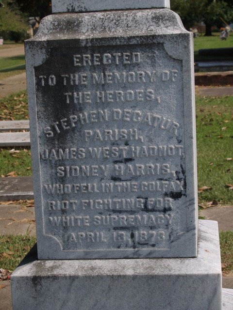 MrEricABlair's tweet image. 150 black men were murdered at the Colfax Massacre, yet the memorial is for 3 white men who died &quot;fighting for white supremacy&quot; #pullitdown