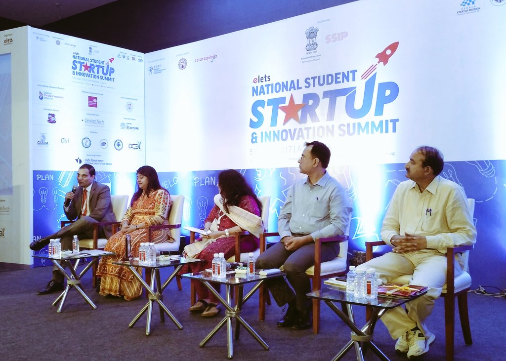 dl_magazine's tweet photo. Panelists on "Funding Innovators" at National Student Startup &amp; Innovation Summit. #GujaratStartup #StudentStartup #eletsstartup https://t.co/4cmy0hSaxI