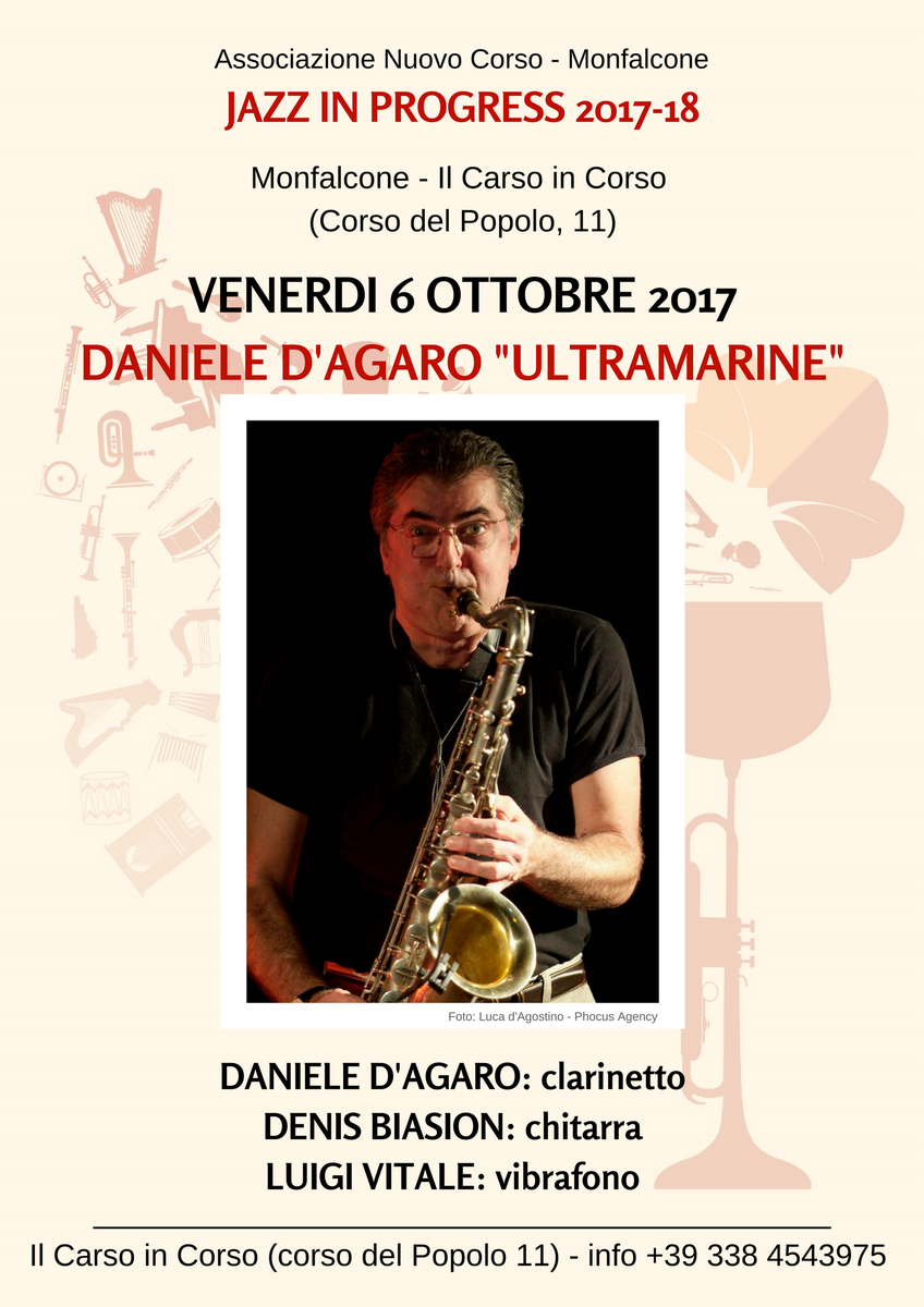 Un incontro tra legni,clarinetti,chitarre e marimba a cinqueottave
#Ultramarine #DAgaro #Vitale #Biason
6_10 h21 #JazzInProgress #Monfalcone