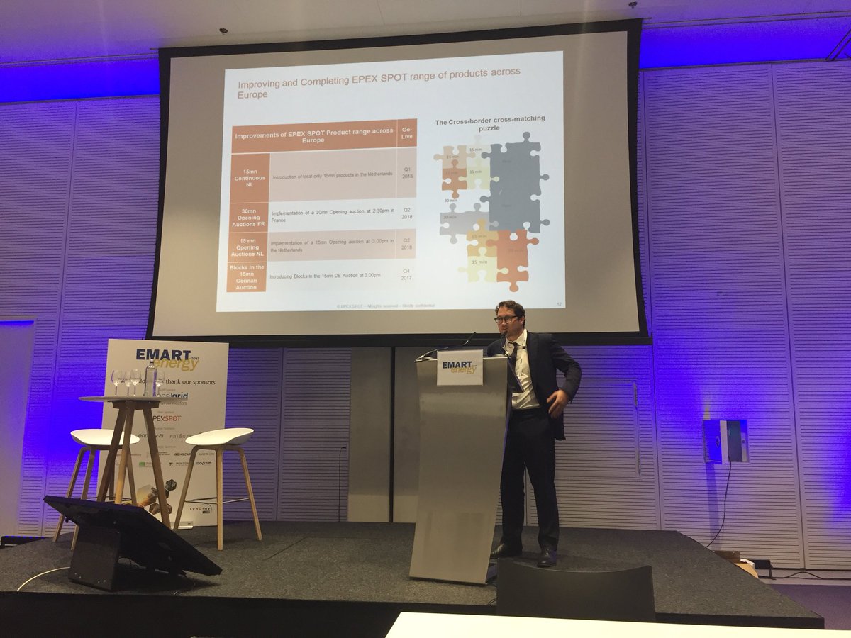Hans_Gruenfeld's tweet photo. EpexSpot announces 15 min contracts going live soon introducing continuous power trading in the Netherlands #EMART2017 https://t.co/pjhH1CLP96