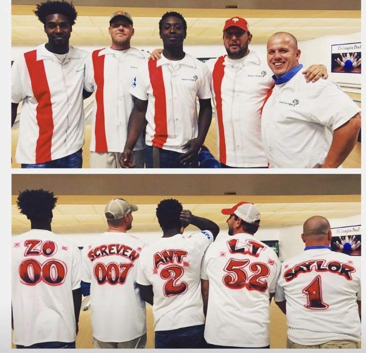 #TBT ...what could be better than lancescape bowling team shirts?!? Airbrushed Lancescape bowling team shirts 💯 💯 Lookin good guys! 😉