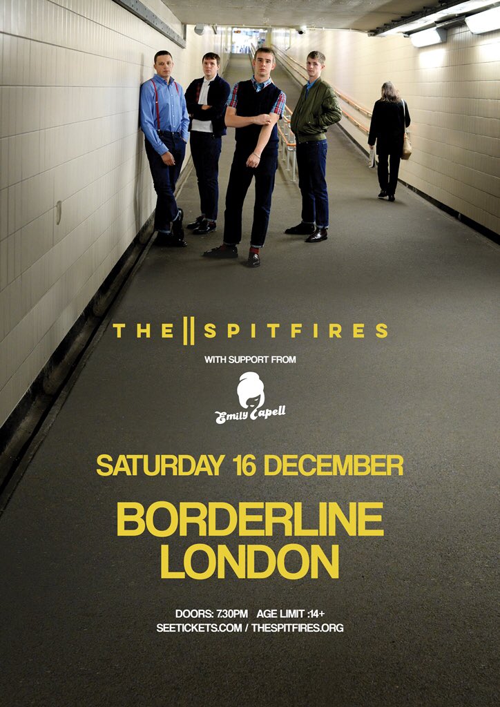 thespitfiresuk's tweet photo. We play @theborderline, London on 16th Dec! 

Support: @emily_capell 
DJ set: Watford Jon @ArgyBargyUK 

On sale tomorrow 10am seetickets https://t.co/Qzn4fU7wEm