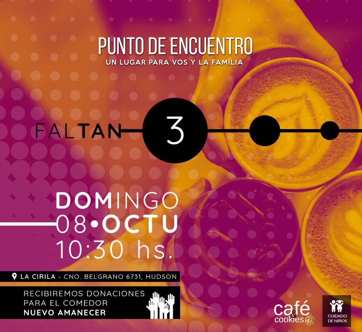 #3dias 😁Cuenta super regresiva #PuntoDeEncuentro #CafeYCookies☕ #MusicaEnVivo🎸 y un mensaje para impulsarte a llegar alto💪 de <a href="/justolamas/">Justo Lamas</a>