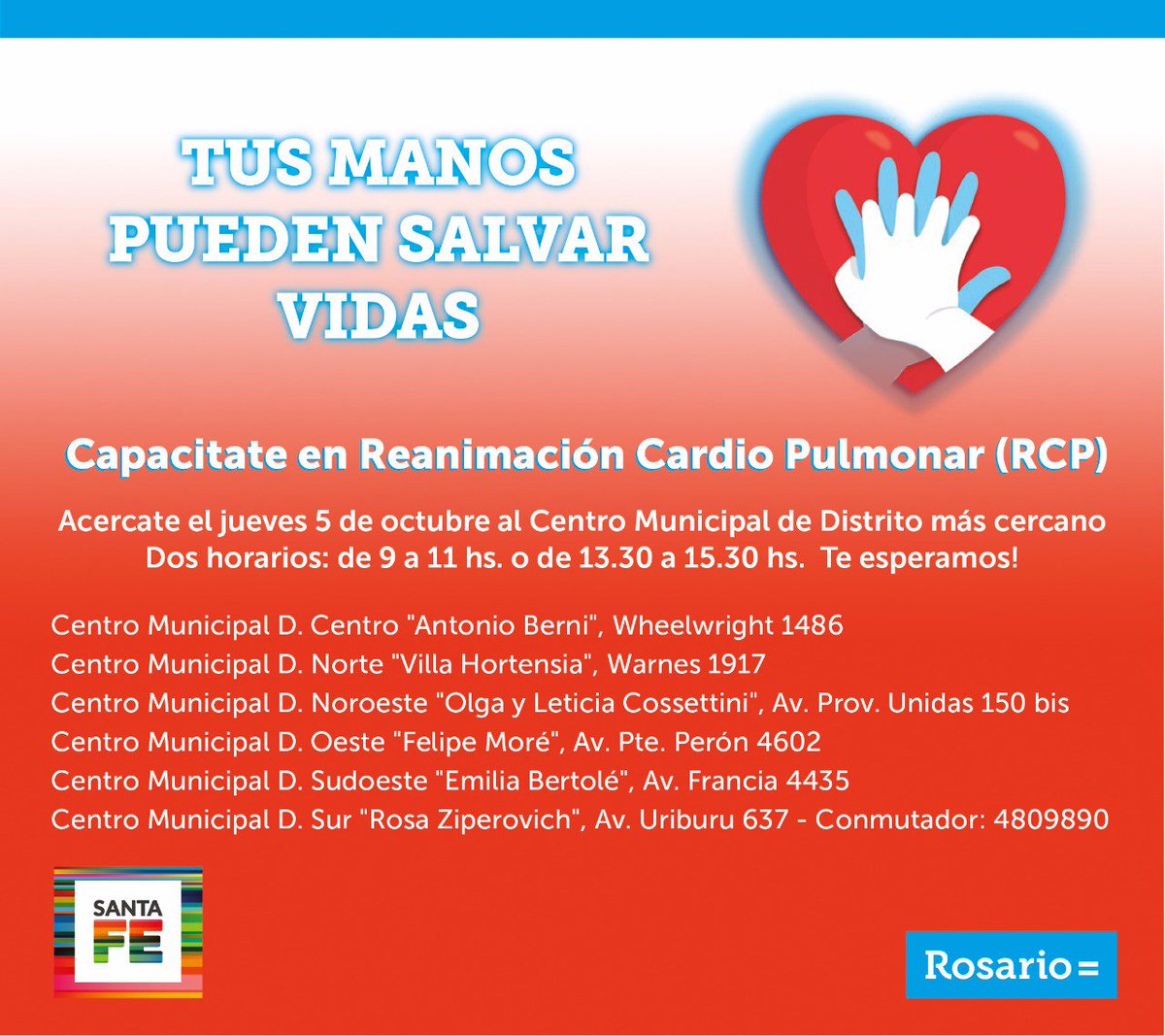 emergenciasAR's tweet photo. #Atencion #rosario #Jueves5 #RCP gratis para todos! @pablojavkin @yanquee @SolidarioRt https://t.co/7lPZ657Hwf