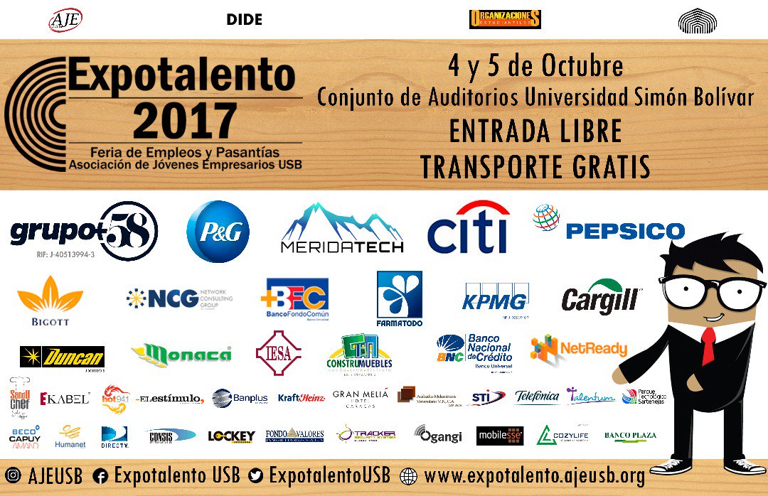 ExpotalentoUSB's tweet photo. #5Oct #Expotalento2017 evento que reúne a empresas nacionales e internacionales en la USB @LaGuiaDelDia https://t.co/UE7OwVFxGD