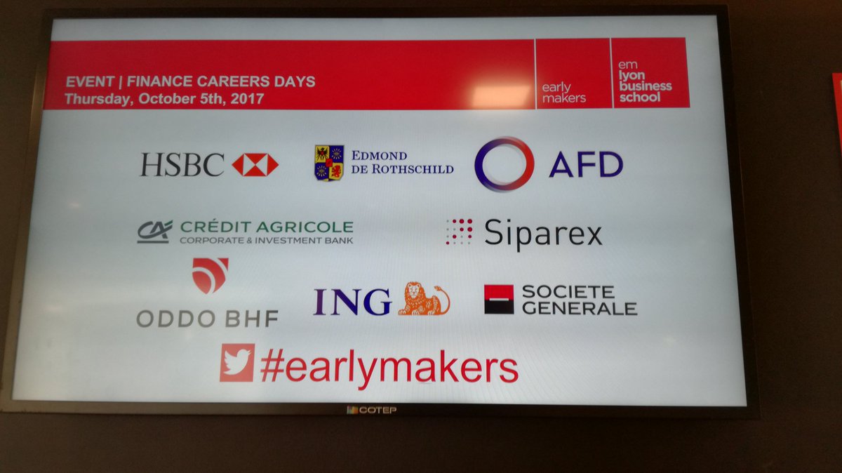 sarahblyon's tweet photo. Encore une belle journée dédiée aux #Finance #Careers de nos #earlymakers @EMLYON https://t.co/fGWEmRAE2N