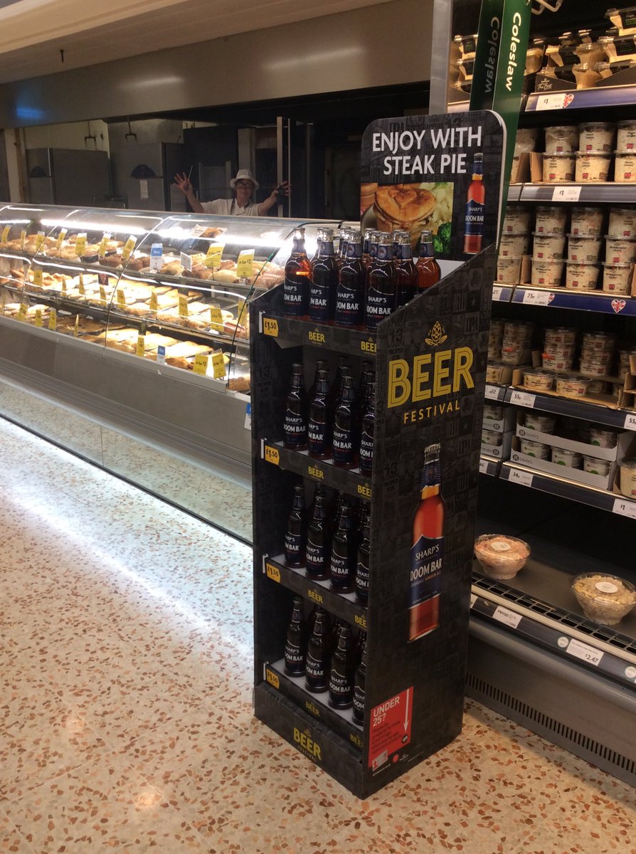 PowerforceMCD1's tweet photo. Morrisons Jarrow. Why not pick up a pie and try with Sharps Doom Bar or if Fish is your fancy try with Sharps Atlantic #Morrisonslooksharps https://t.co/2EVd0tKN7r