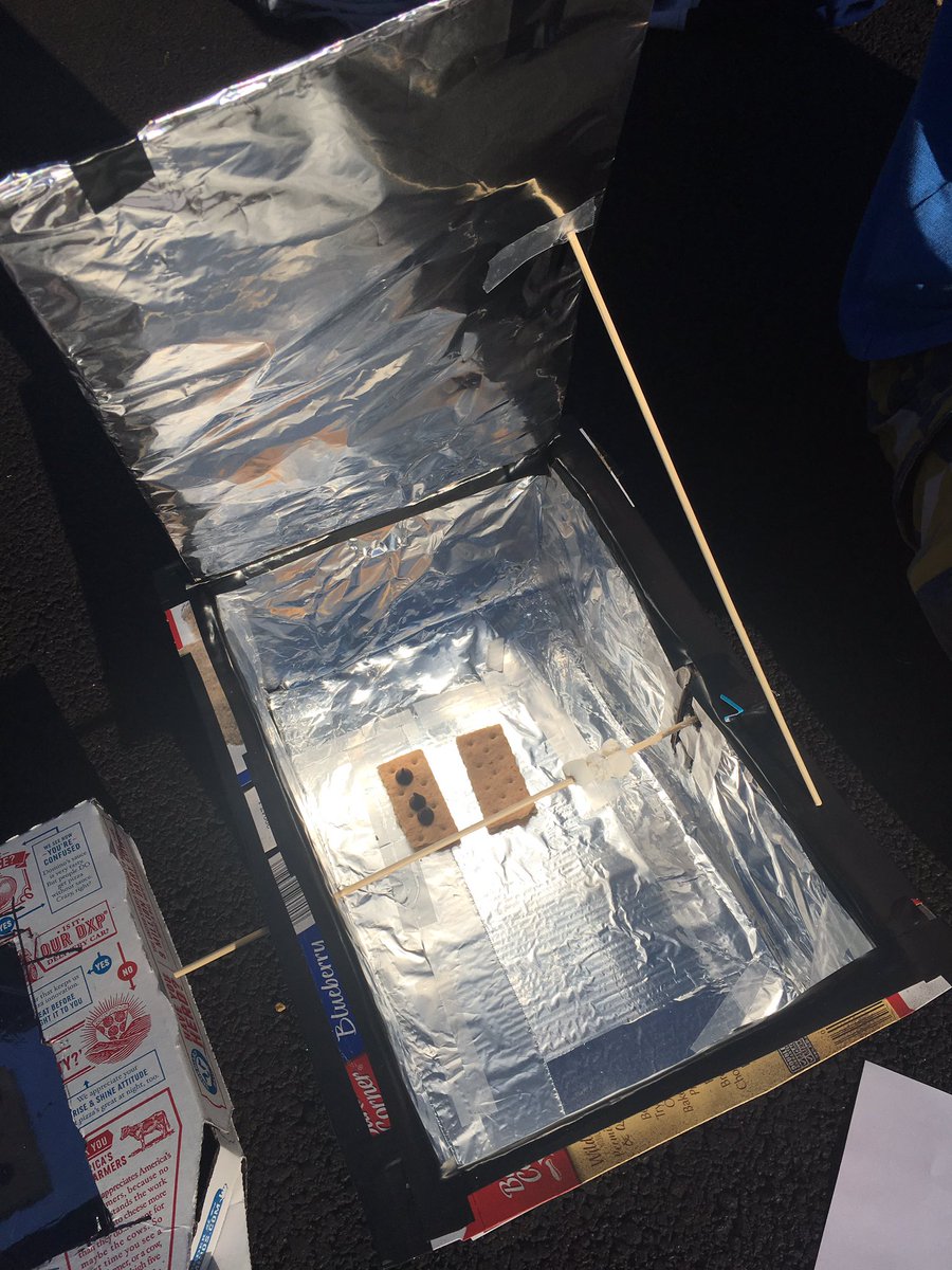 Mrs_Willman's tweet photo. More S'more-it was cloudy this time yesterday. Studying for test while we wait. #gavin37pride #solarovensmores #ngssengineeringstandards https://t.co/2DD7TVqepq