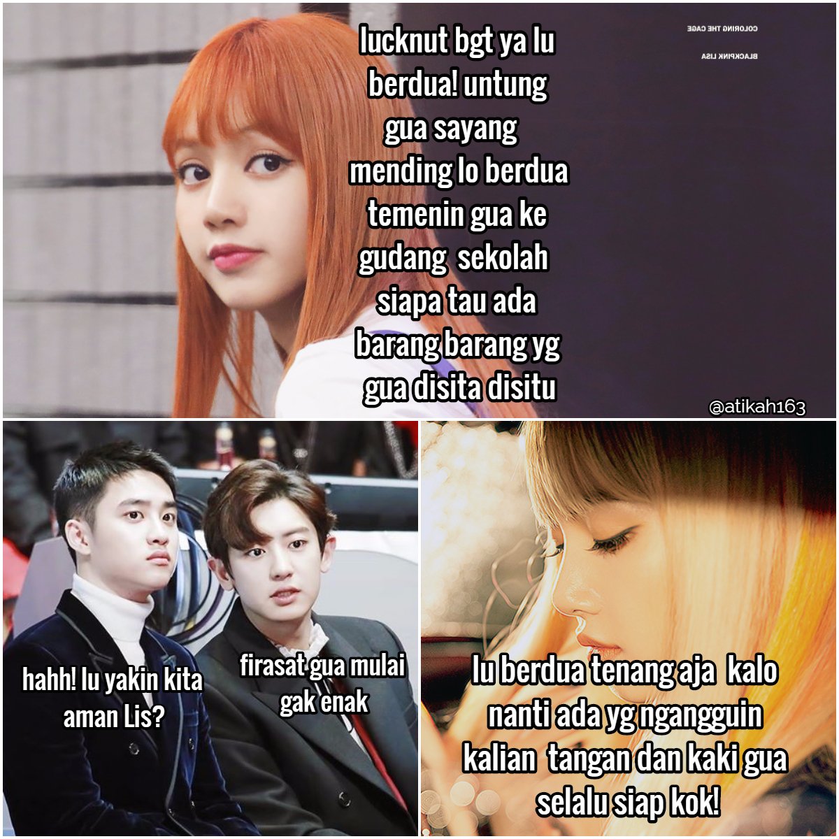 Artchsm On Twitter Lisa Oppa Exo Bts Blackpink Meme Kpopmeme Kpop Lisa Chanyeol Do Kyungsoo