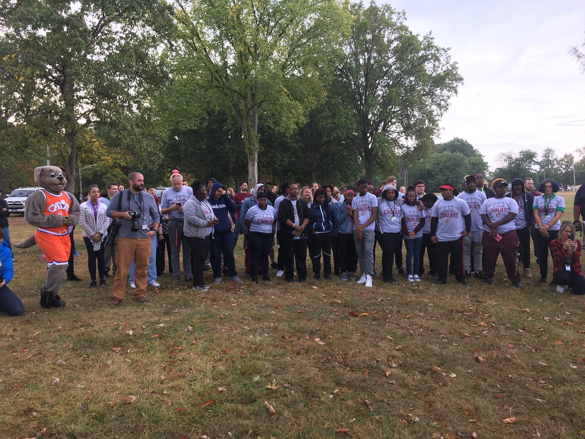Cavs Organization along with Price Waterhouse &amp; student from Washington Park getting ready to plant “Trees for Threes” @ Garfield Park