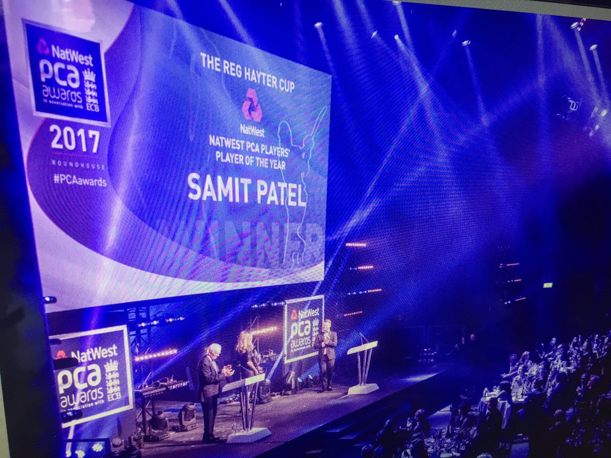 samitpatel2017's tweet photo. What an incredible 48 hours... @TrentBridge player of the season &amp; NatWest PCA players' player of the year. well done Samit 👏 https://t.co/CFuSjFvZsh