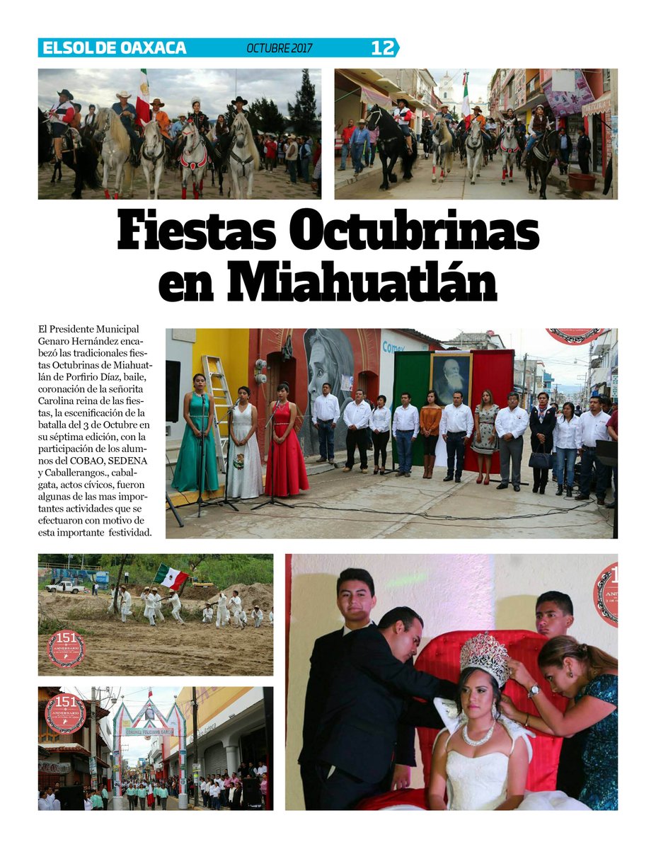 VicManOaxaca's tweet photo. #ElSoldeOaxaca #Num264 #Octubre #Pag12 "Fiestas Octubrinas en #Miahuatlan " @Narohdzj https://t.co/TUSxL6kABz