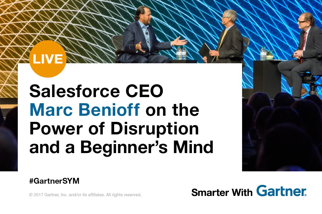 Gartner_inc's tweet image. Gartner analysts @mimaoz &amp;amp; @ynatis discuss disruption &amp;amp; mindset with @Benioff, CEO of @salesforce. gtnr.it/2yKDhh5 #GartnerSYM #CIO