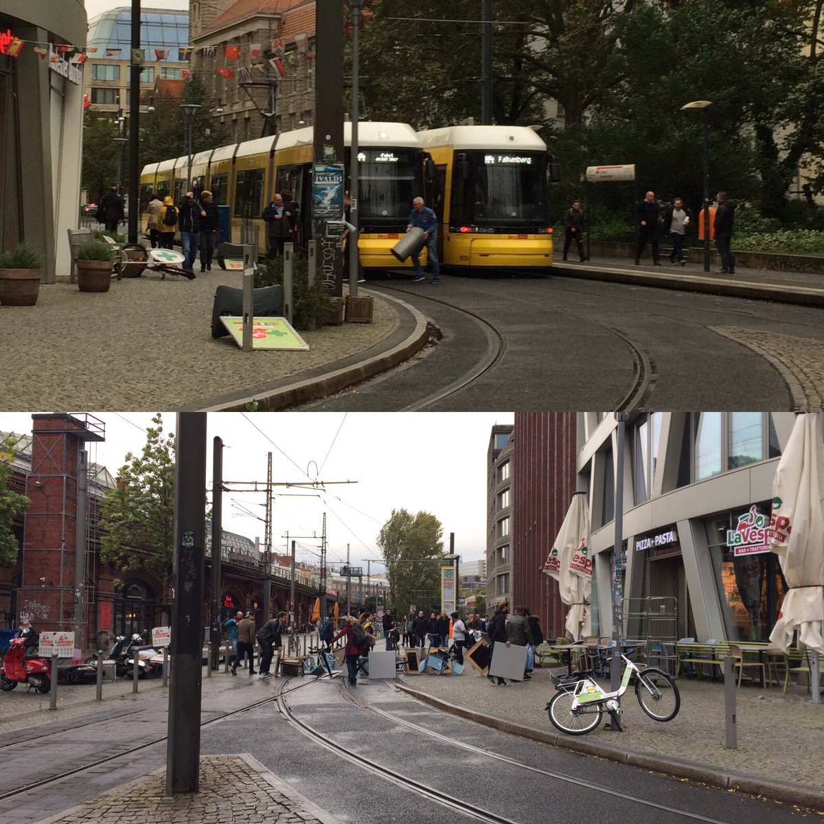 Hier fliegen Stühle durch die Luft. Und Mülleimer. Und alles andere. #ausnahmezustand #berlin #xavier